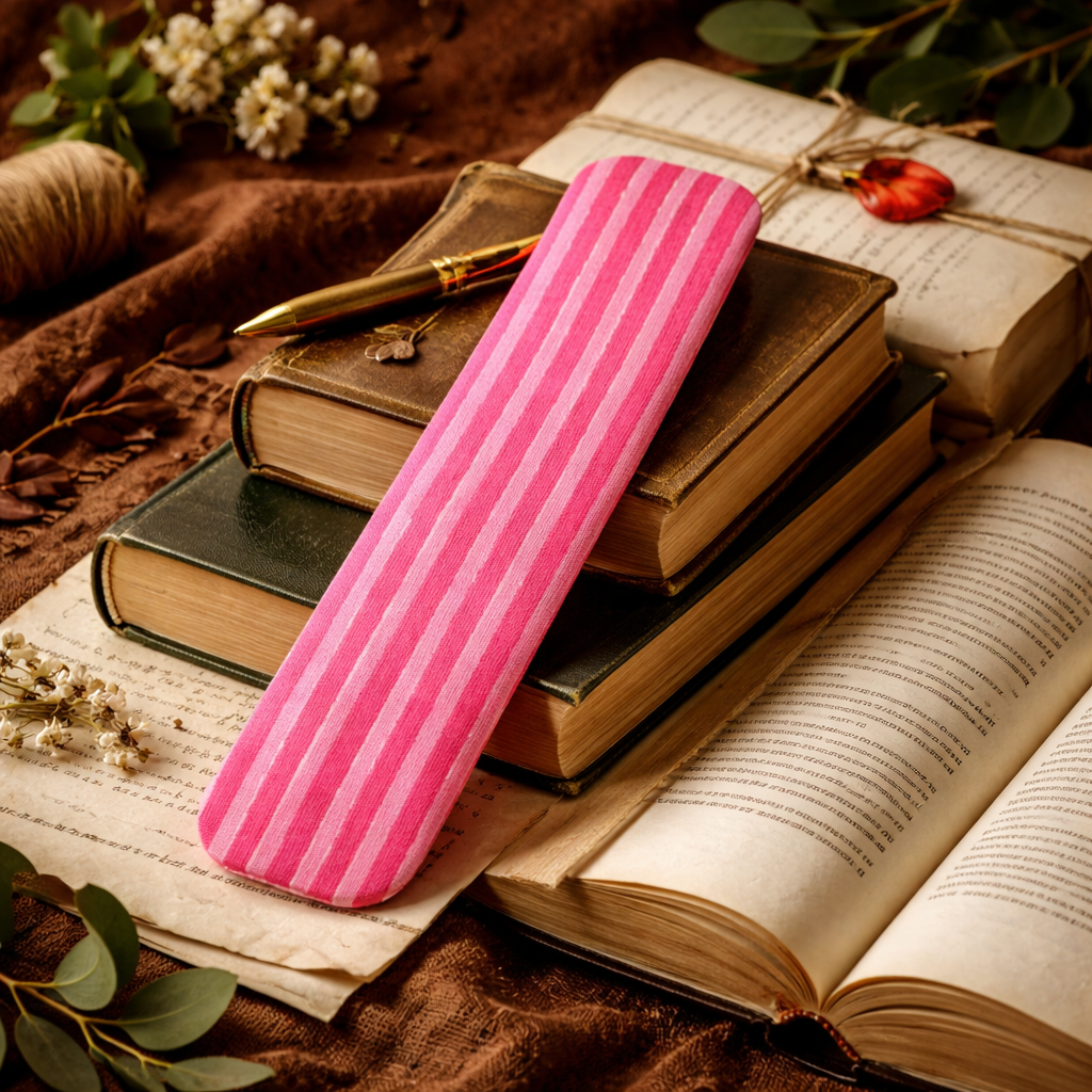 Handcrafted pink striped Fabric Bookmark | Sustainable Zero Waste Bookmark | Reusable Eco Friendly Bookmark for Books & Journals