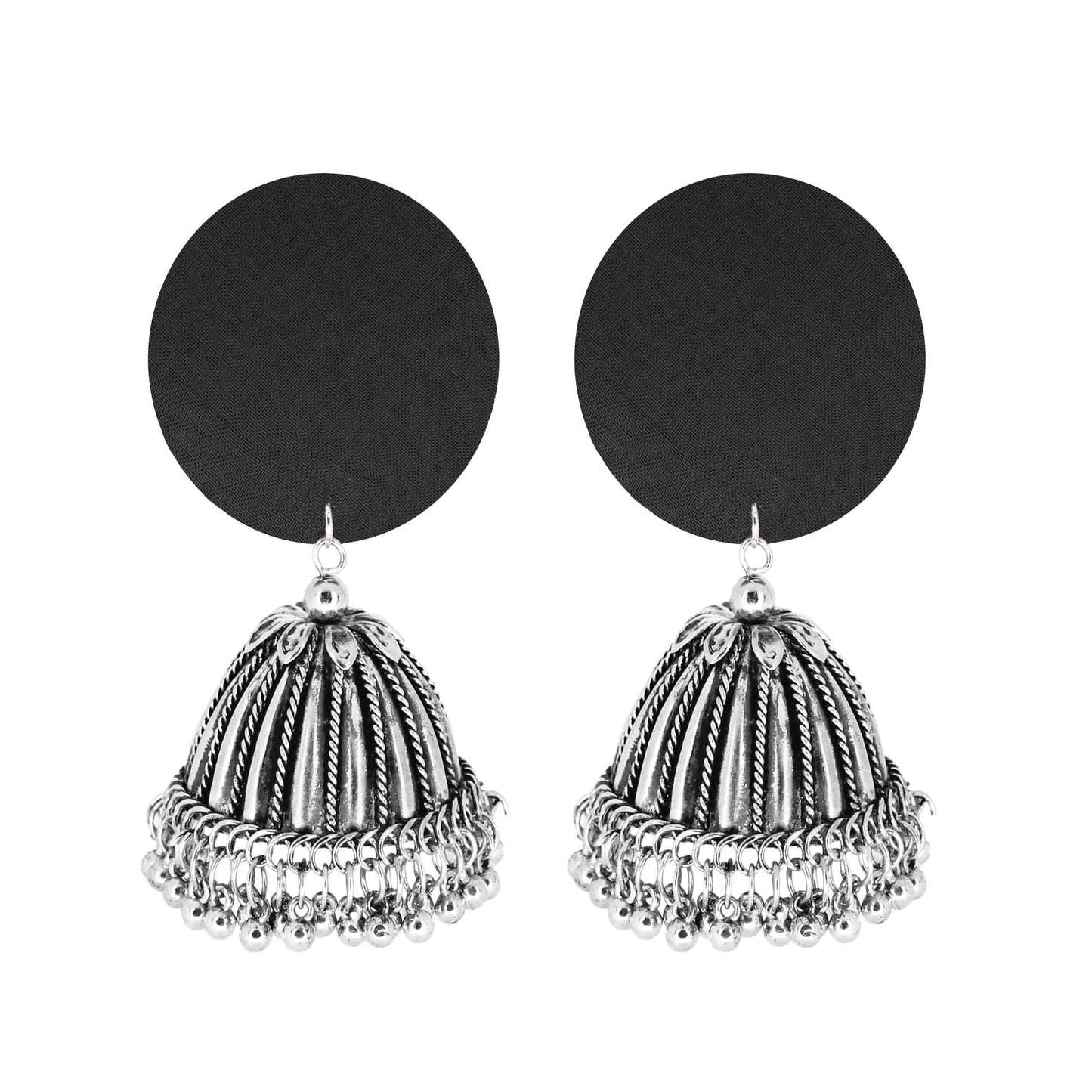 Sustainable Handcrafted Earrings with Upcycled Fabric & Silver Jhumka