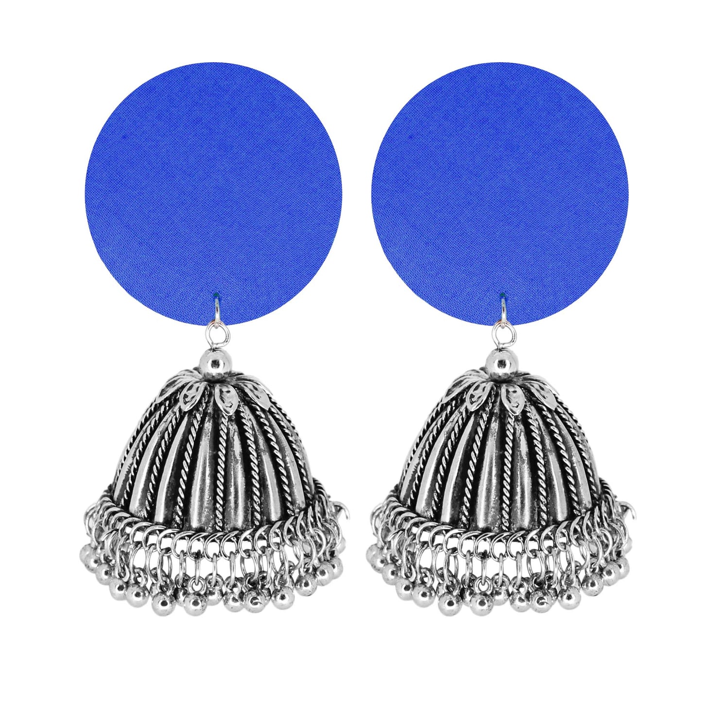 Sustainable Handcrafted Earrings with Upcycled Fabric & Silver Jhumka