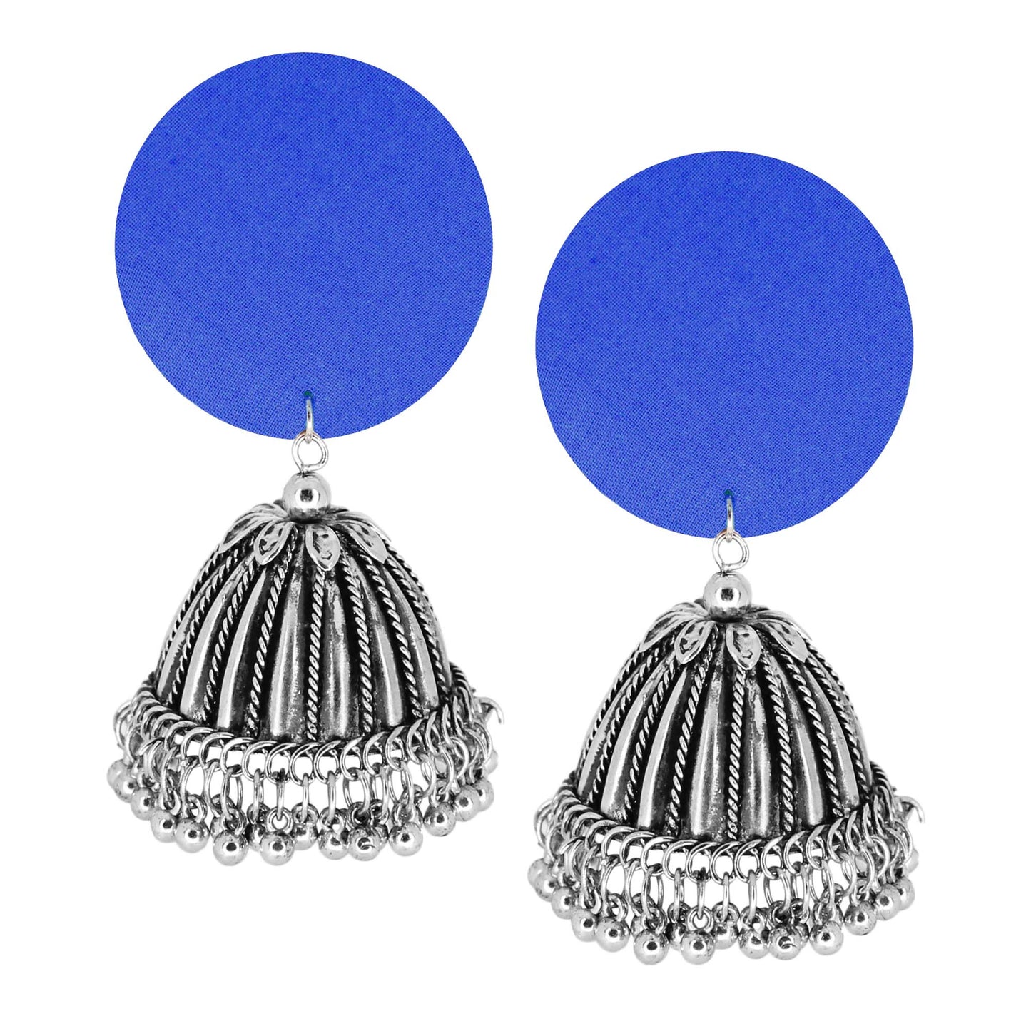 Sustainable Handcrafted Earrings with Upcycled Fabric & Silver Jhumka