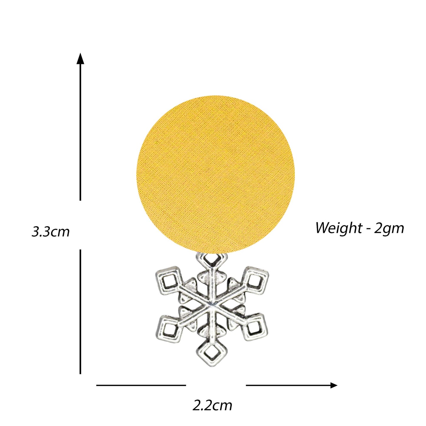 Handcrafted Sustainable Yellow Fabric Stud Earrings with Silver Snowflake Charm
