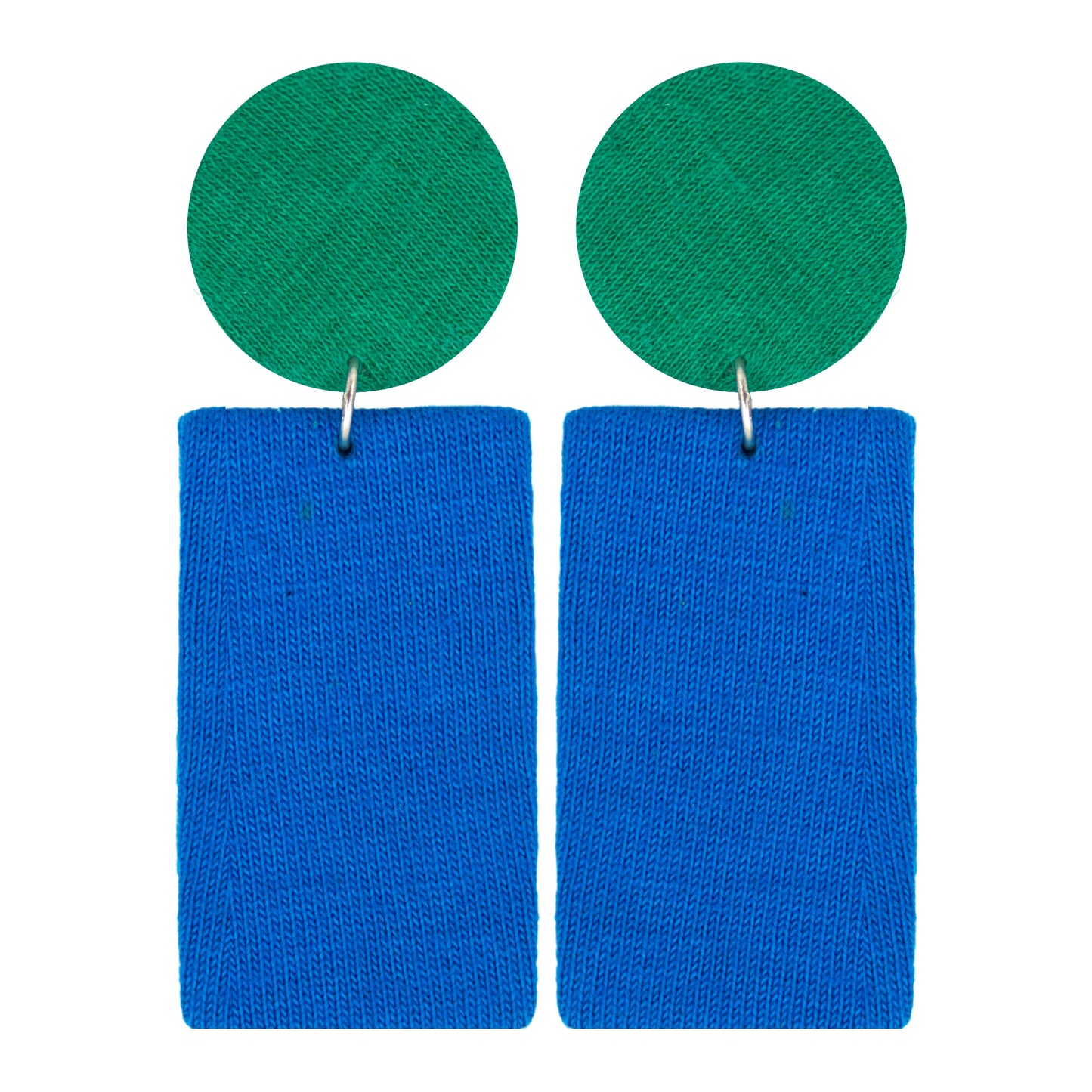 Handmade Blue-Green Minimalistic Geometrical Shape Blue-Green Dangler Fabric Earrings For Women