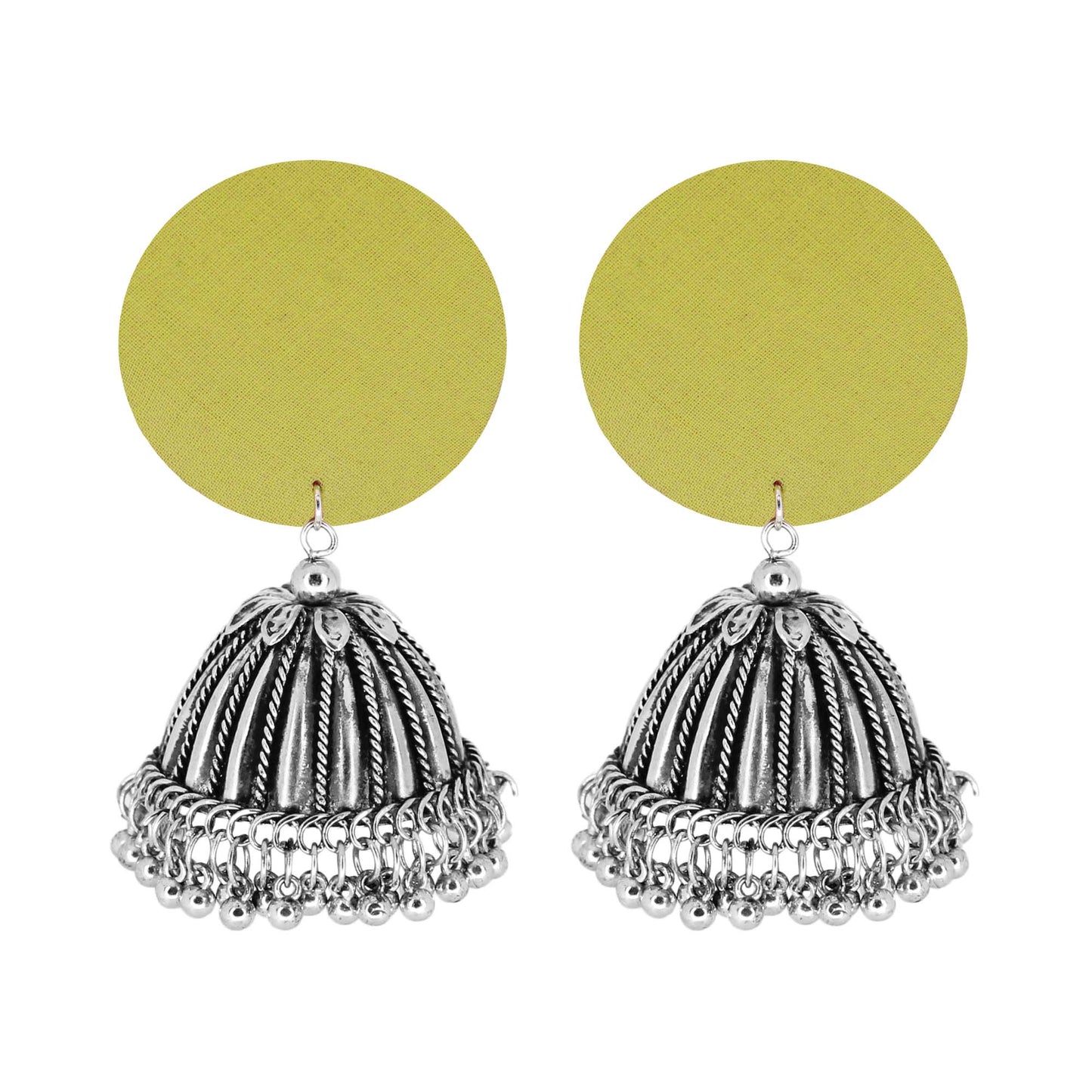 Sustainable Handcrafted Earrings with Upcycled Fabric & Silver Jhumka (Copy)