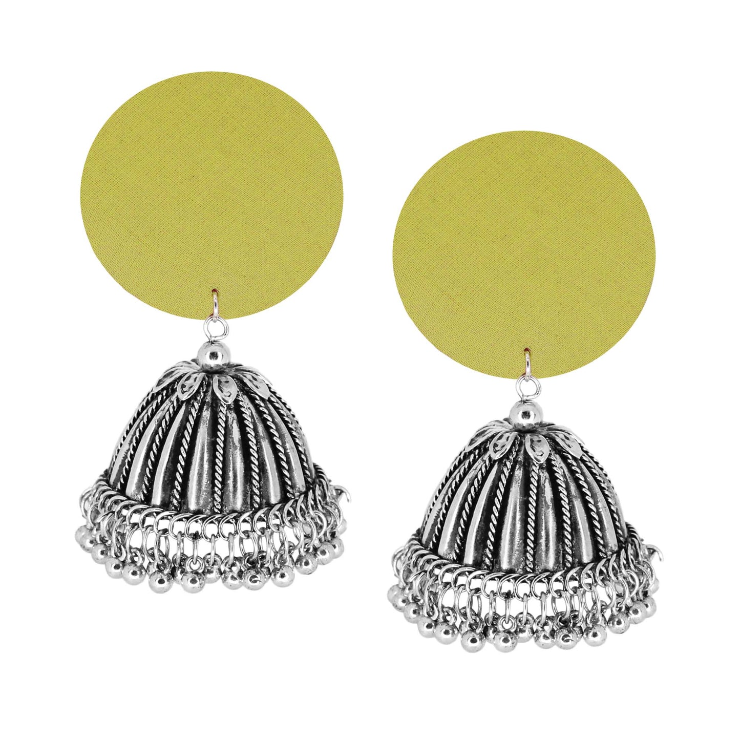 Sustainable Handcrafted Earrings with Upcycled Fabric & Silver Jhumka (Copy)