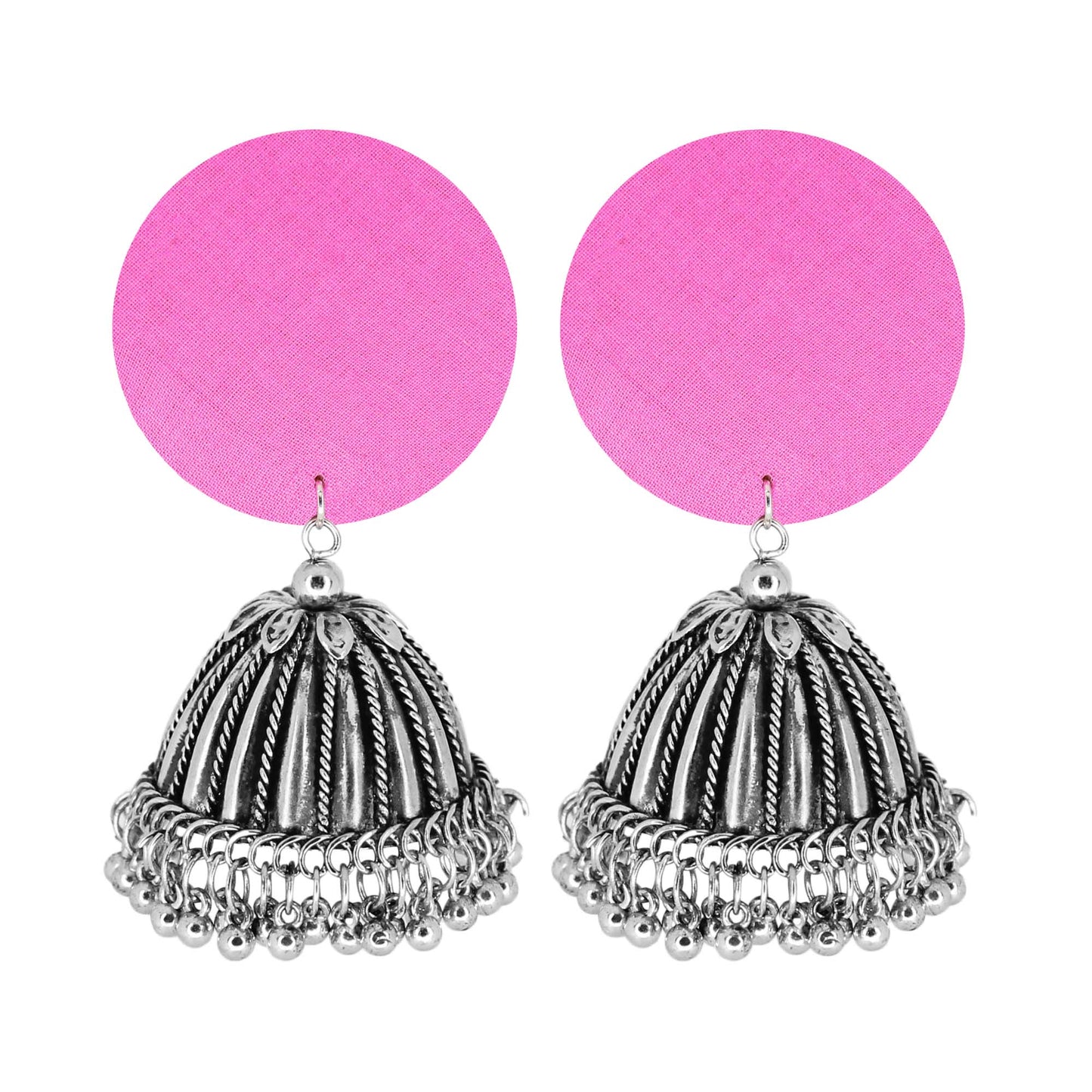Sustainable Handcrafted Earrings with Upcycled Fabric & Silver Jhumka