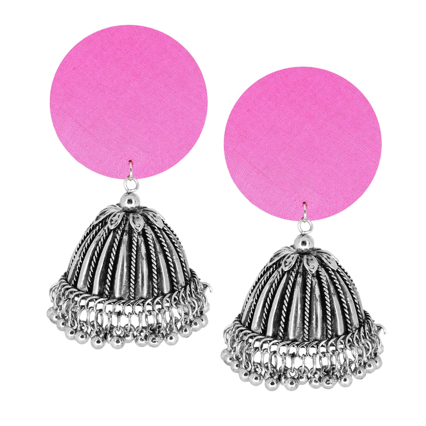 Sustainable Handcrafted Earrings with Upcycled Fabric & Silver Jhumka