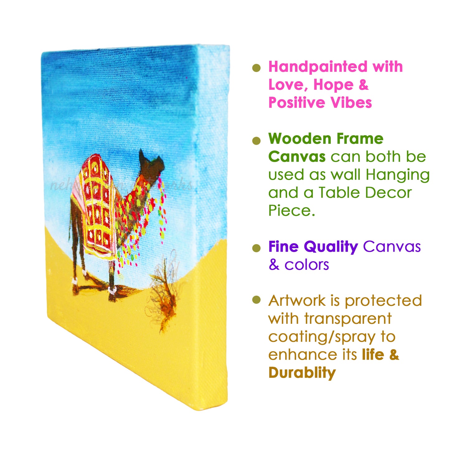 Neha Rajan Artworks Original Handmade Camel Painting Hand Painted On Canvas Frame 6*6