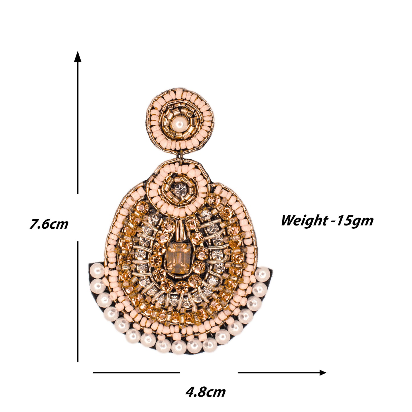 Organic Vibes Handmade Temple Design Beaded Multi Colour Dangler Fabric Earrings For Women