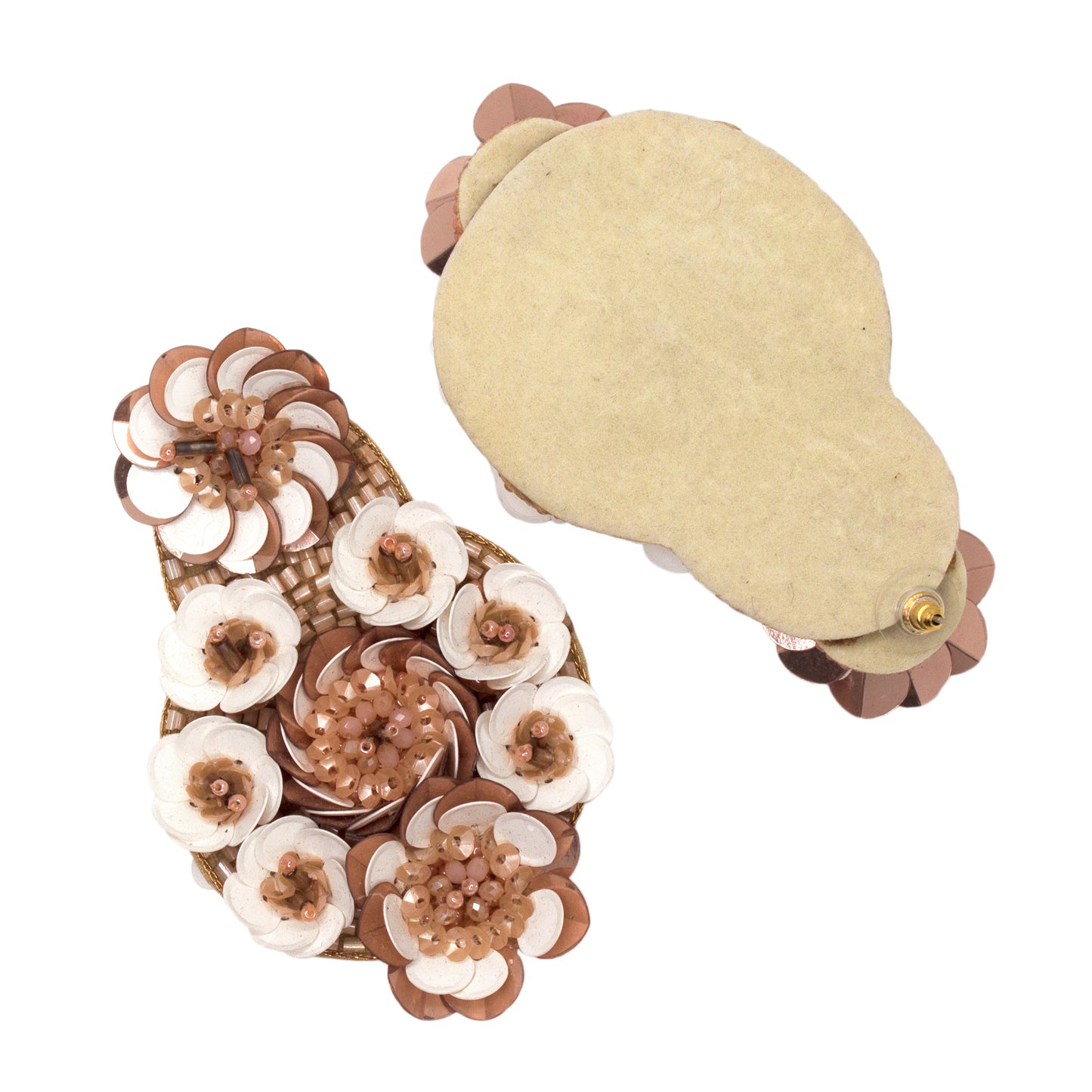 Organic Vibes Handmade Pink Floral Design Sequence Work Dangler Embroidered Earrings For Women