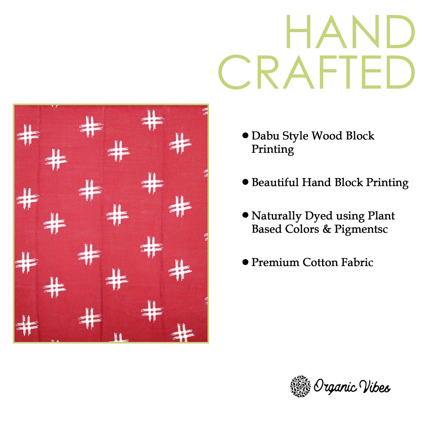 Organic Vibes Hand Block Red Motifs Printed Laptop Sleeves for Laptop 13 Inches