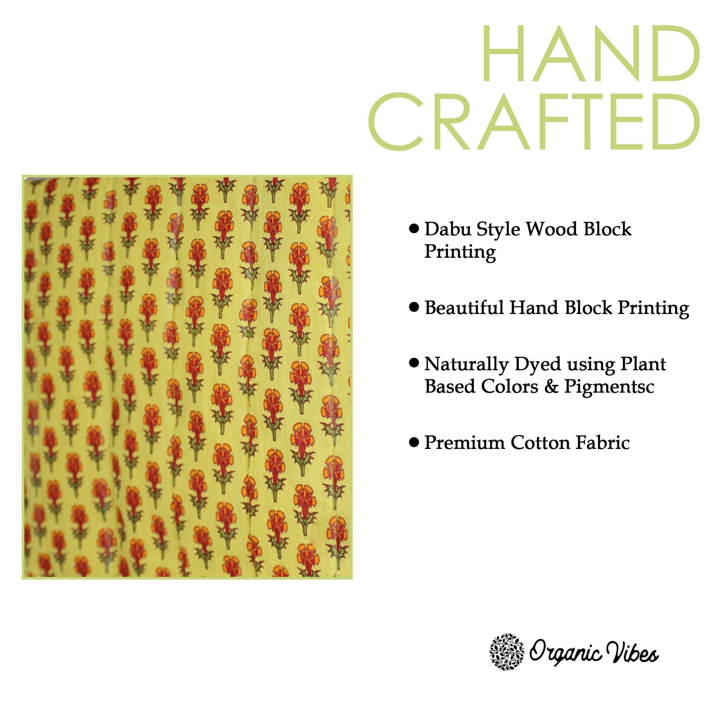 Organic Vibes Hand Block Printed Floral Yellow Laptop Sleeves for 13 Inches Laptop