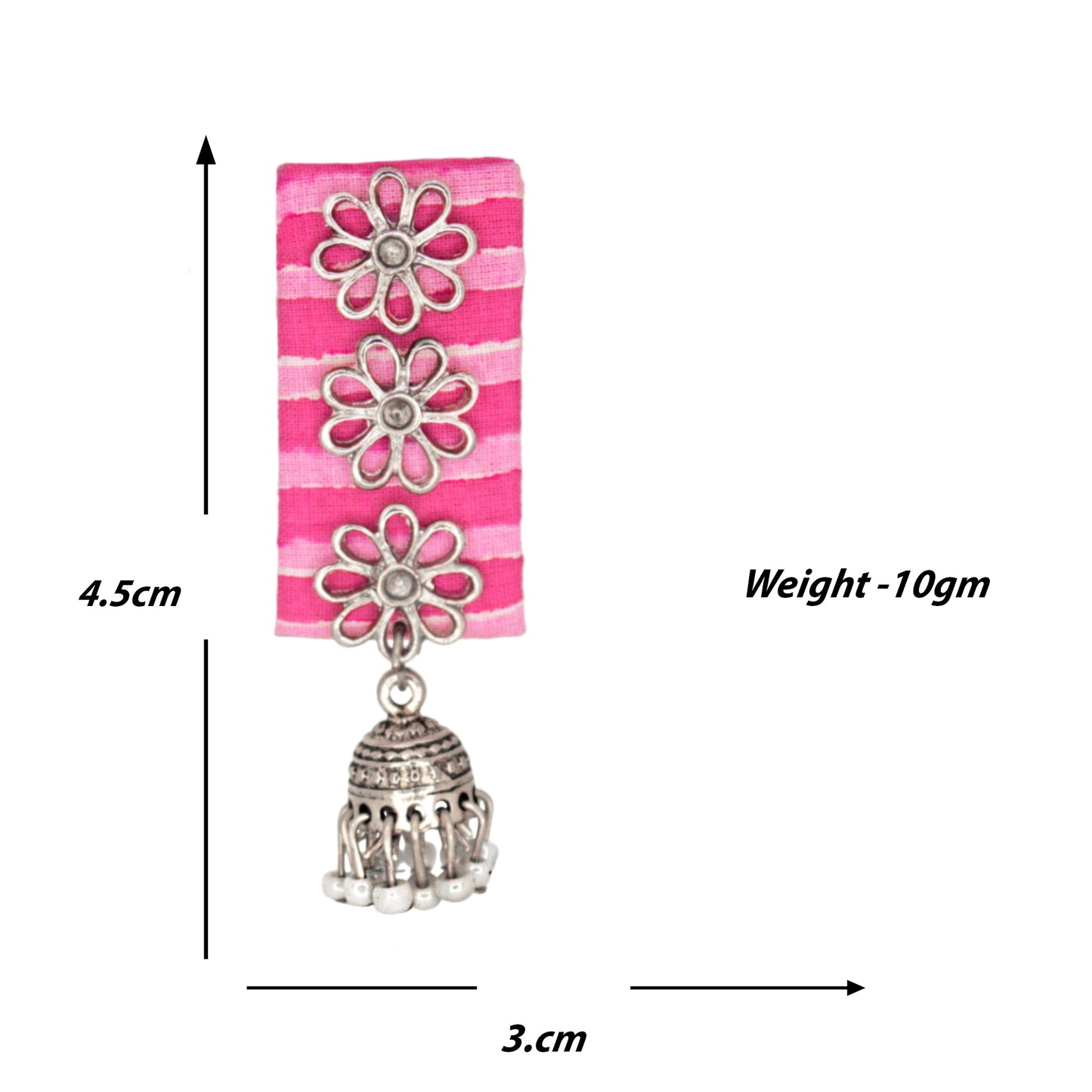Organic Vibes Handmade Pink Floral design Jhumki Fabric Earrings For Women
