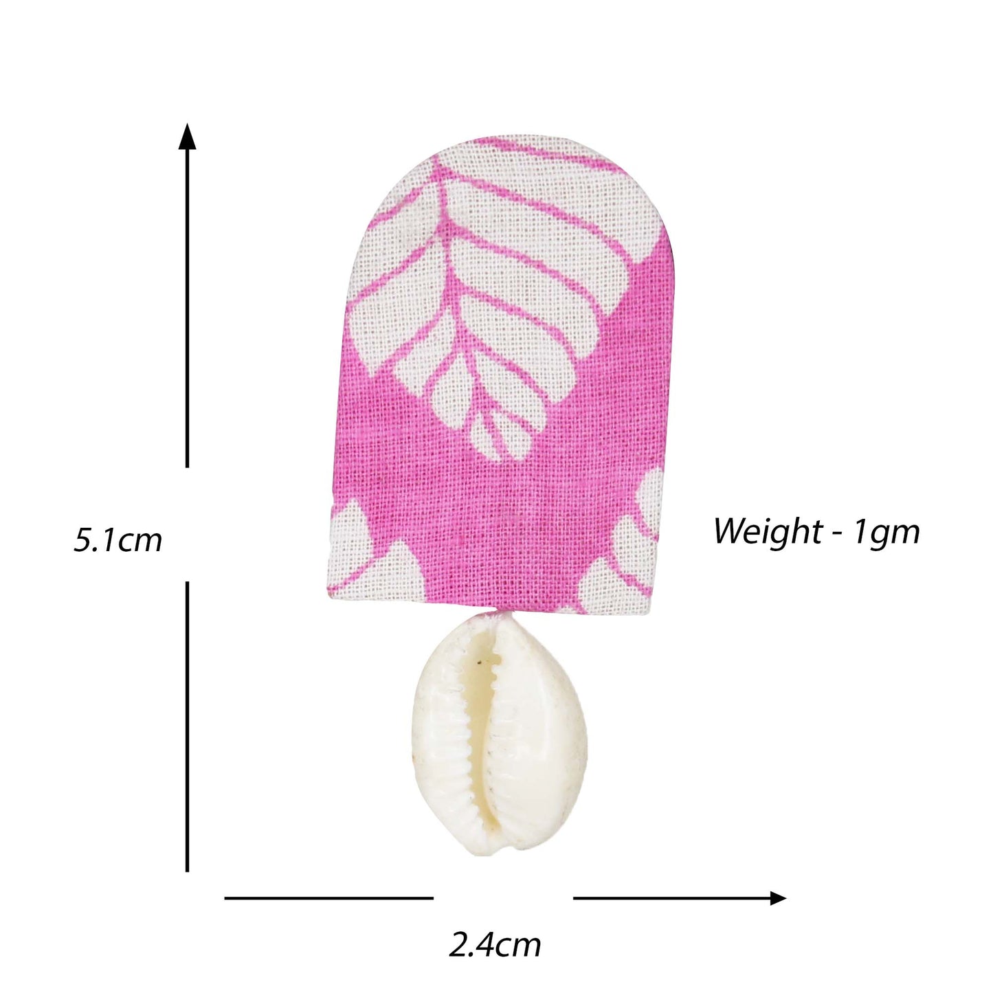 Organic Vibes Handmade White-Pink Leaf Printed With Shell Fabric Earrings For Women