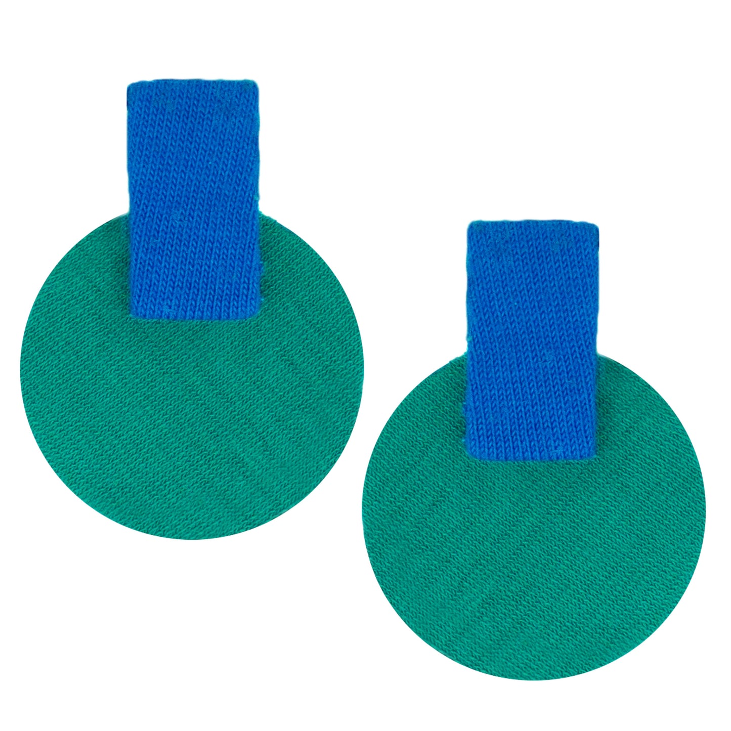 Organic Vibes Handmade Geometrical Blue-Green Shape Antique Stud Fabric Earrings For Women