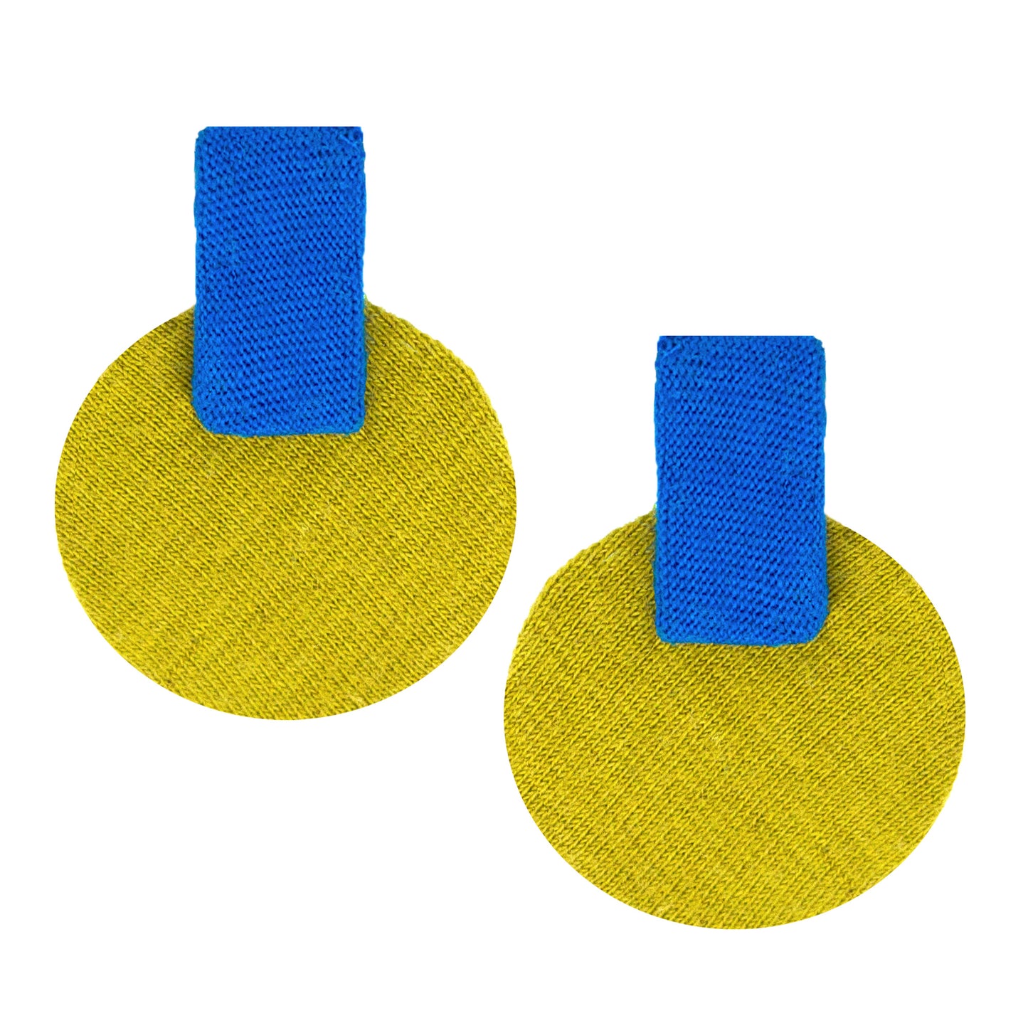 Organic Vibes Handmade Geometrical Blue-Olive Shape Antique Stud Fabric Earrings For Women
