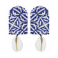 Organic Vibes Handmade White-Blue Print With Shell Fabric Earrings For Women
