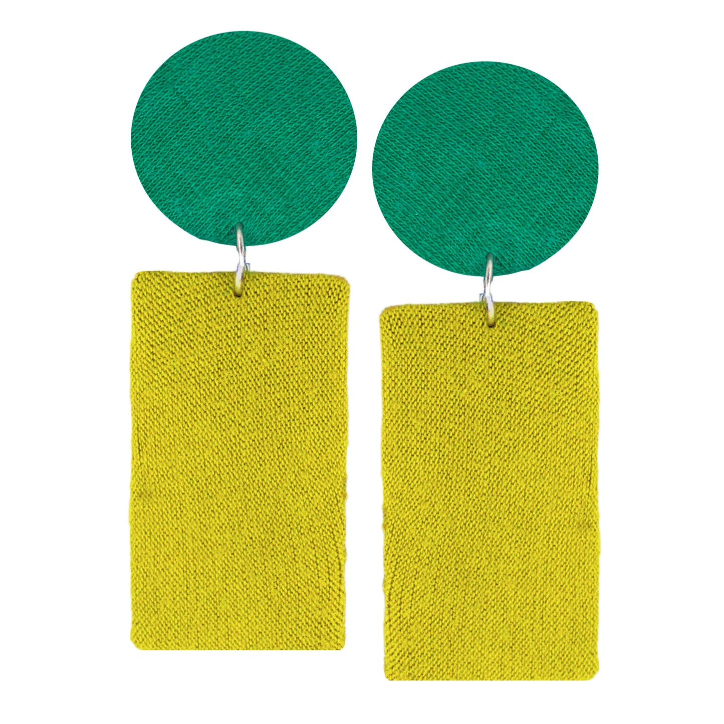 Organic Vibes Handmade Geometrical Shape Green-Olive Dangler Fabric Earrings For Women