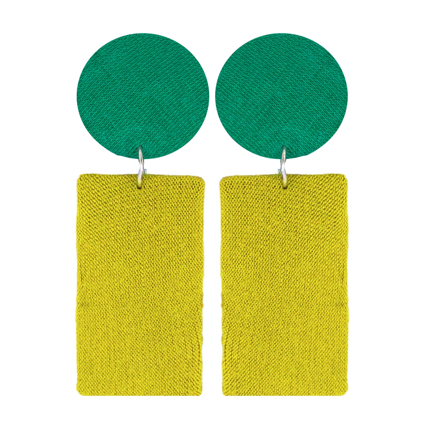 Organic Vibes Handmade Geometrical Shape Green-Olive Dangler Fabric Earrings For Women
