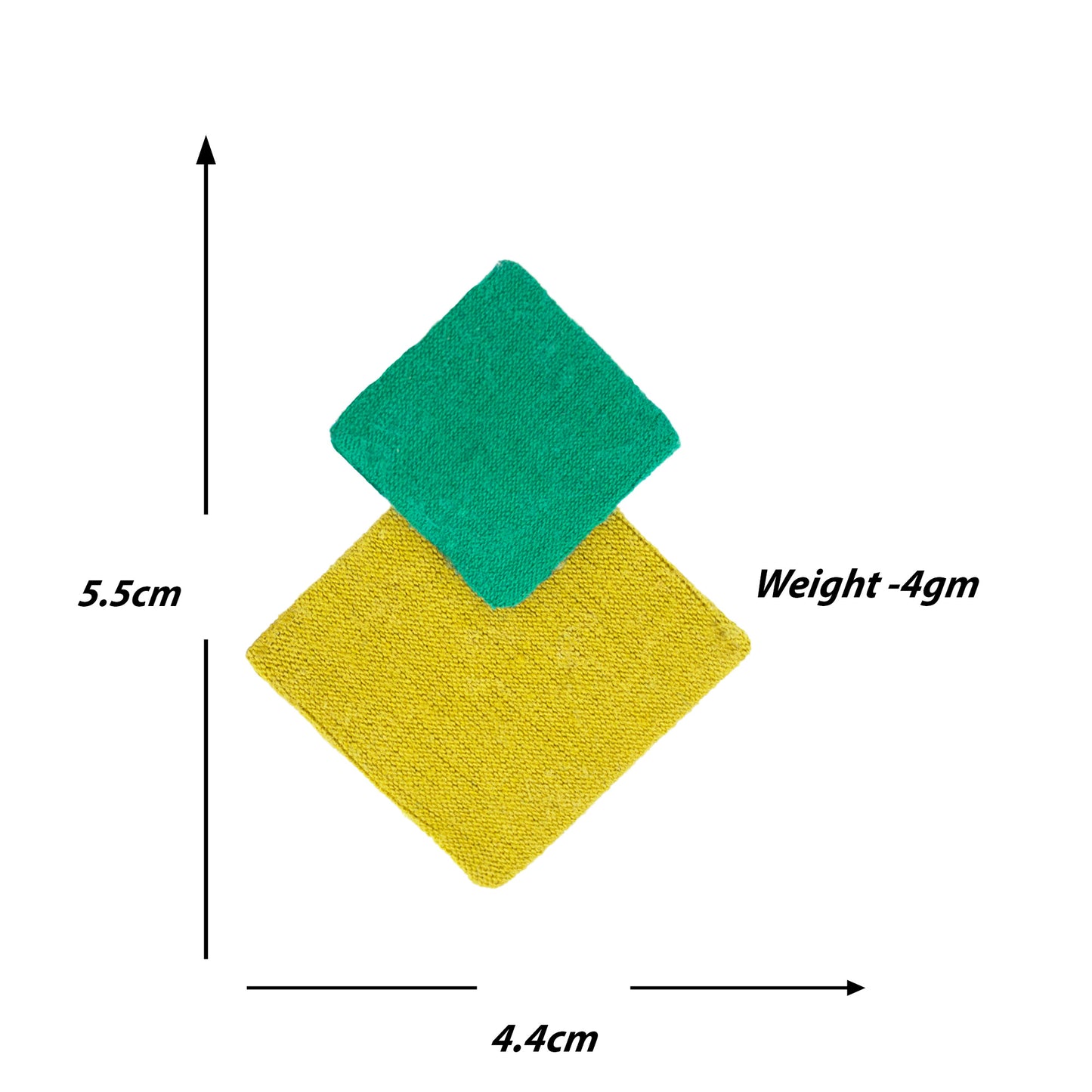Organic Vibes Handmade Geometrical Shape Yellow-Green Stud Fabric Earrings For Women