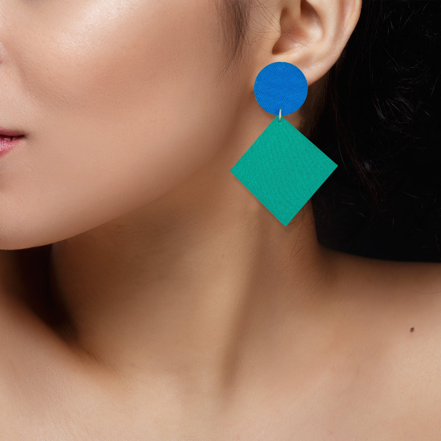 Organic Vibes Handmade Geometrical Shape Antique Dangler Fabric Earrings For Women