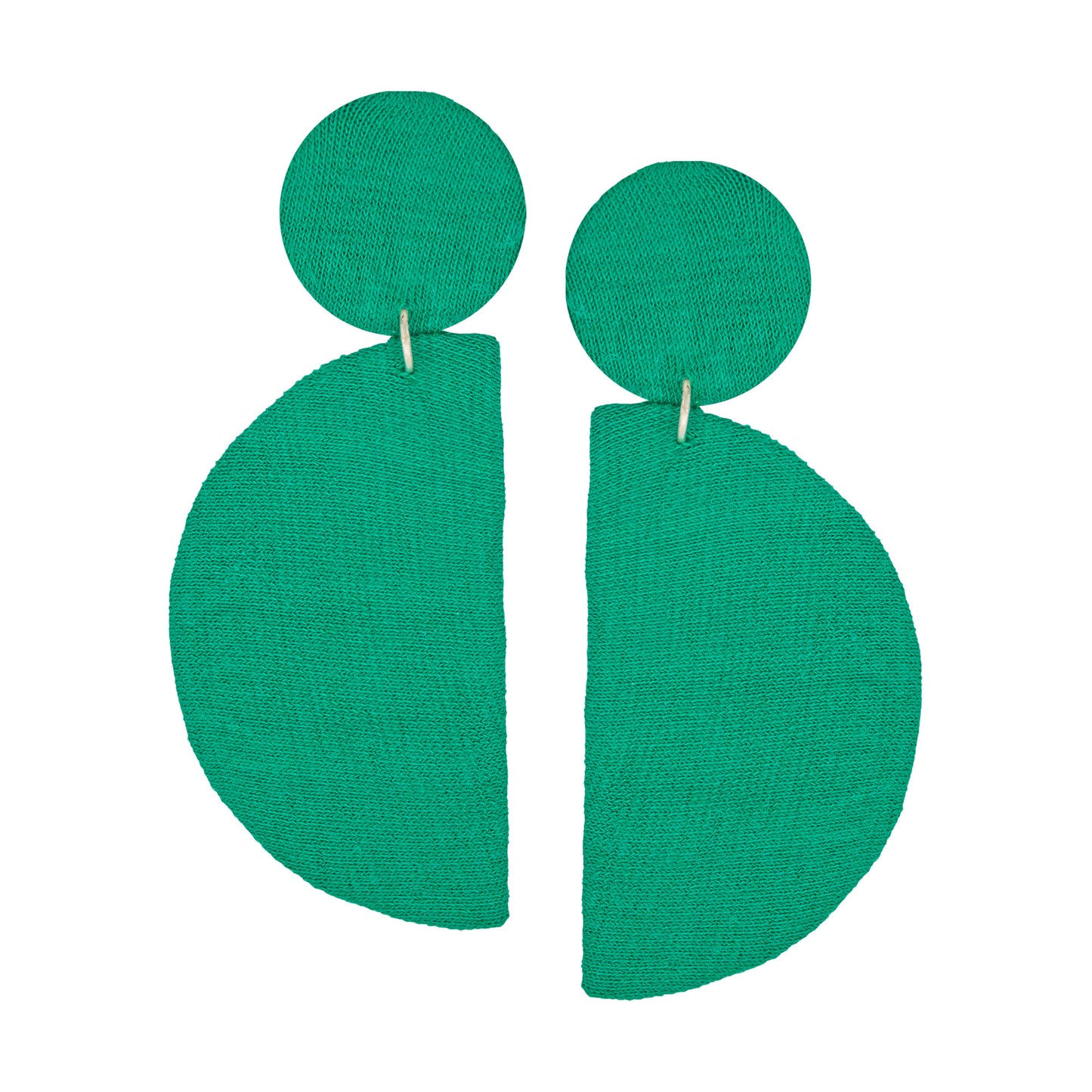 Organic Vibes Handmade Green Geometrical Shape Antique Dangler Fabric Earrings For Women
