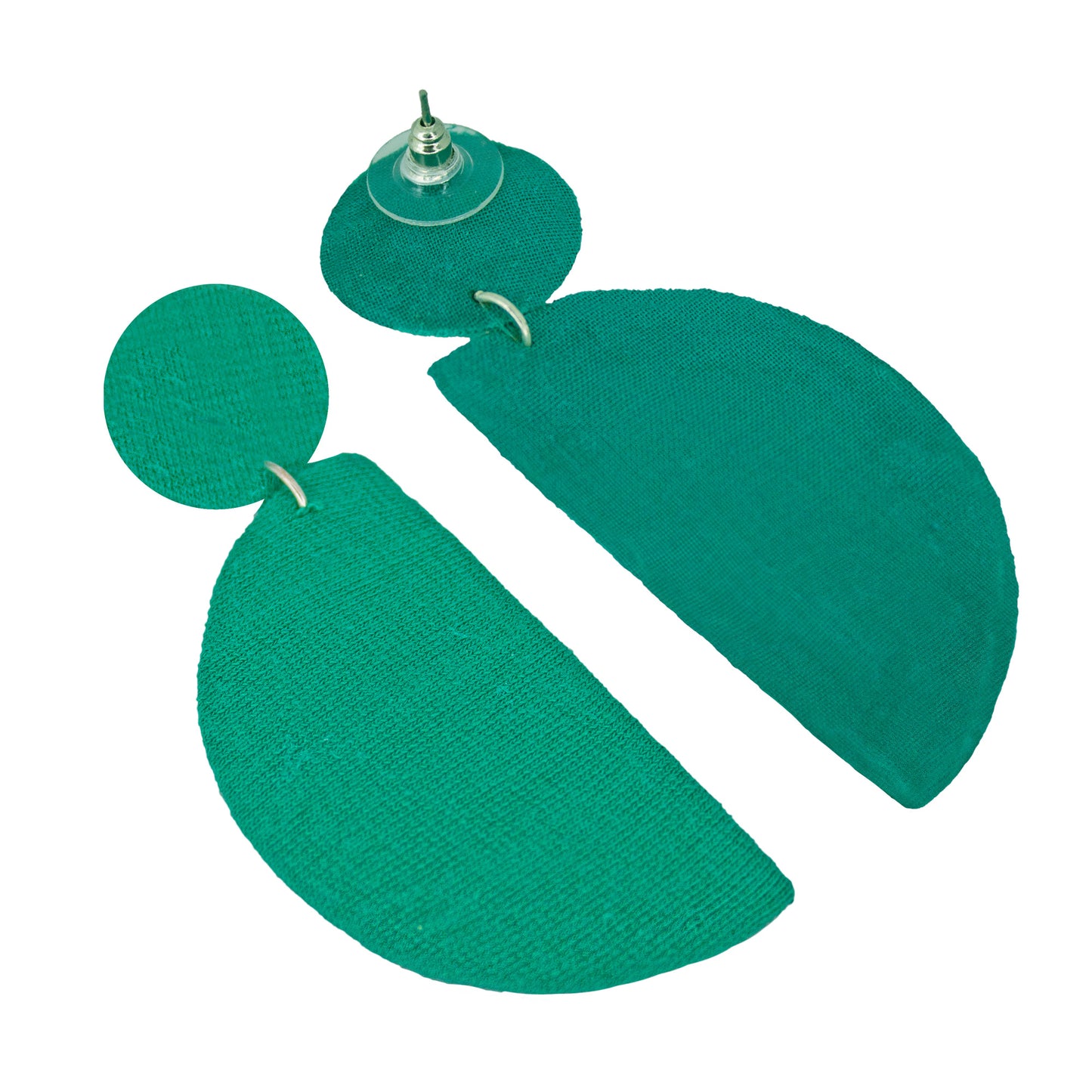 Organic Vibes Handmade Green Geometrical Shape Antique Dangler Fabric Earrings For Women