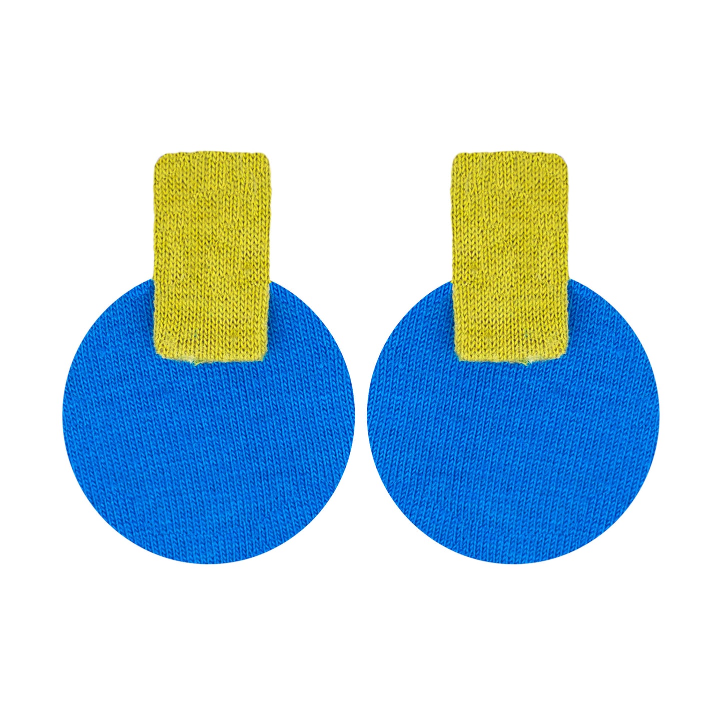 Organic Vibes Handmade Geometrical Blue-Olive Shape Antique Stud Fabric Earrings For Women