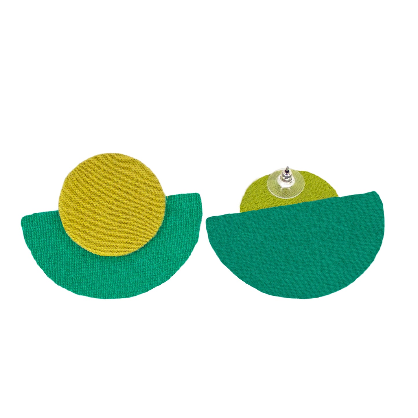 Organic Vibes Handmade Geometrical Shape Unique Olive-Green Stud Fabric Earrings For Women
