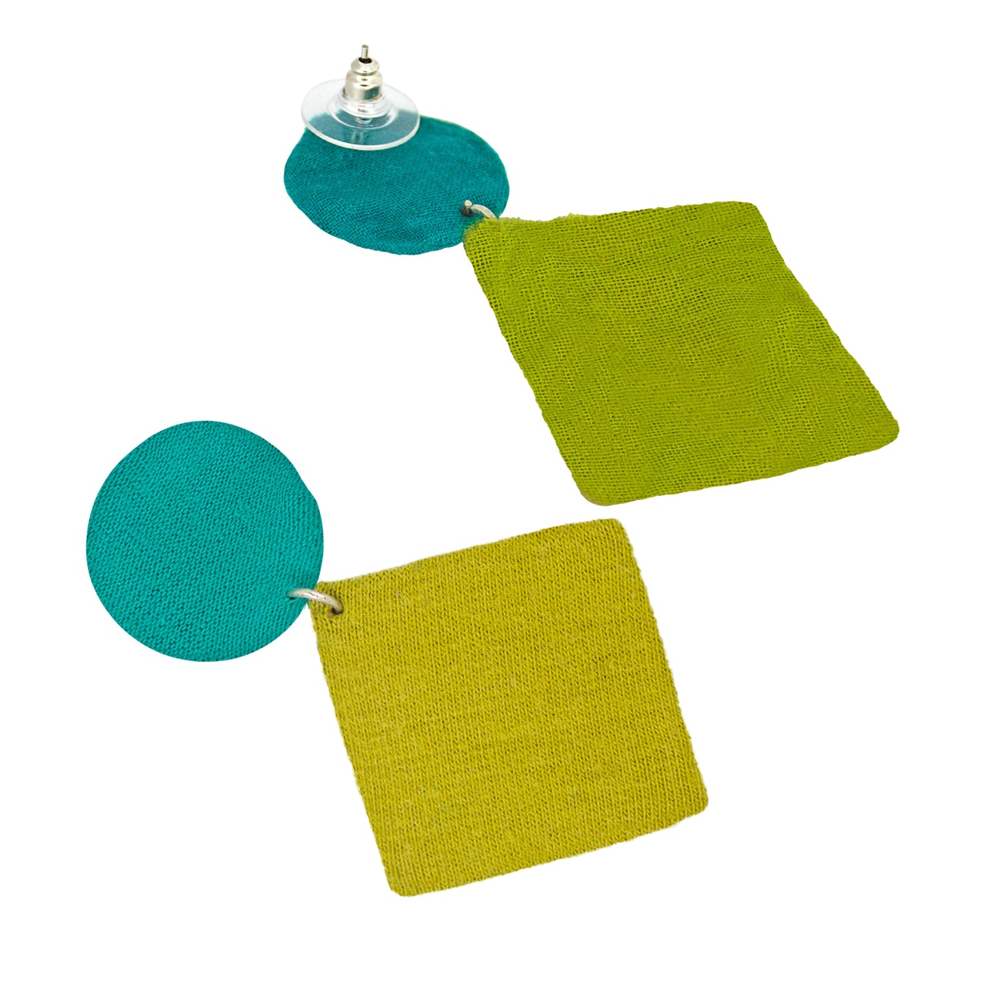 Organic Vibes Handmade Geometrical Shape Antique Dangler Fabric Earrings For Women