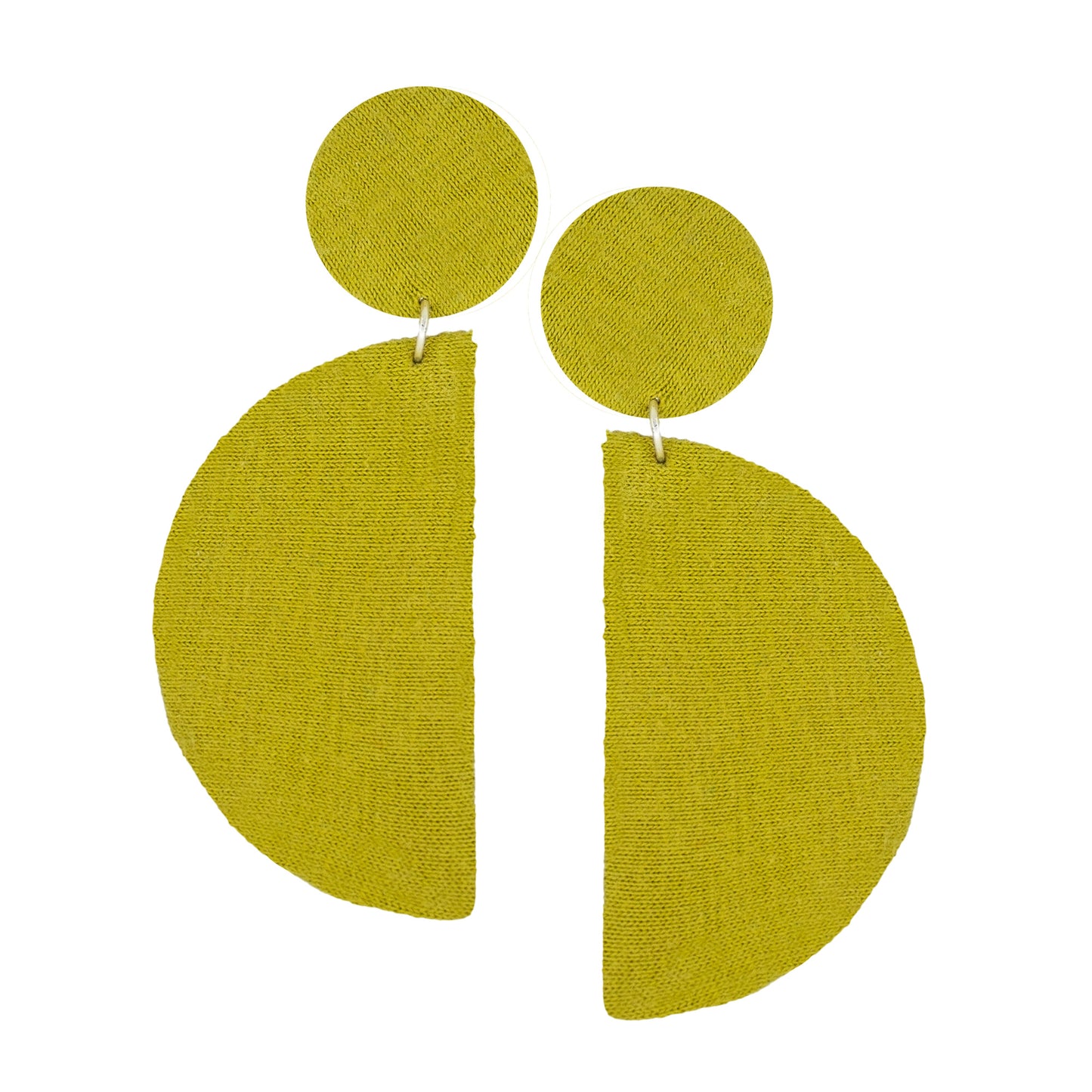 Organic Vibes Handmade Olive Geometrical Shape Antique Dangler Fabric Earrings For Women