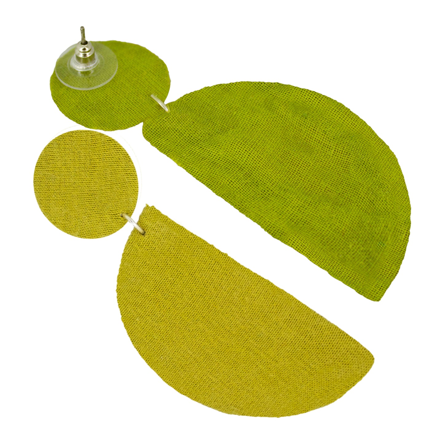 Organic Vibes Handmade Olive Geometrical Shape Antique Dangler Fabric Earrings For Women