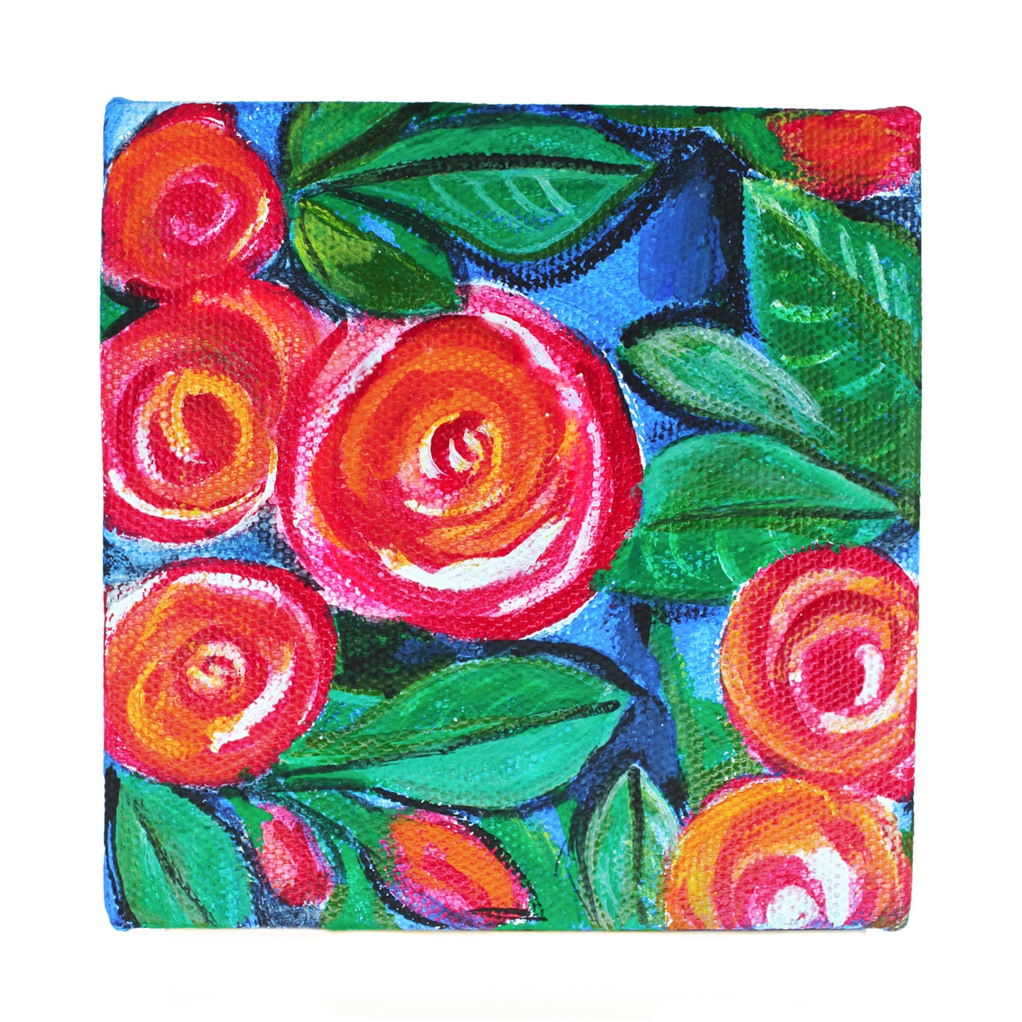 Neha Rajan Artworks Original Handmade Rose Painting Hand Painted On Canvas Frame Without Easel 4*4