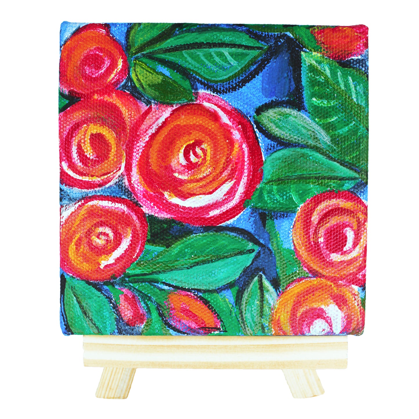 Neha Rajan Artworks Original Handmade Rose Painting Hand Painted On Canvas Frame With Easel 4*4