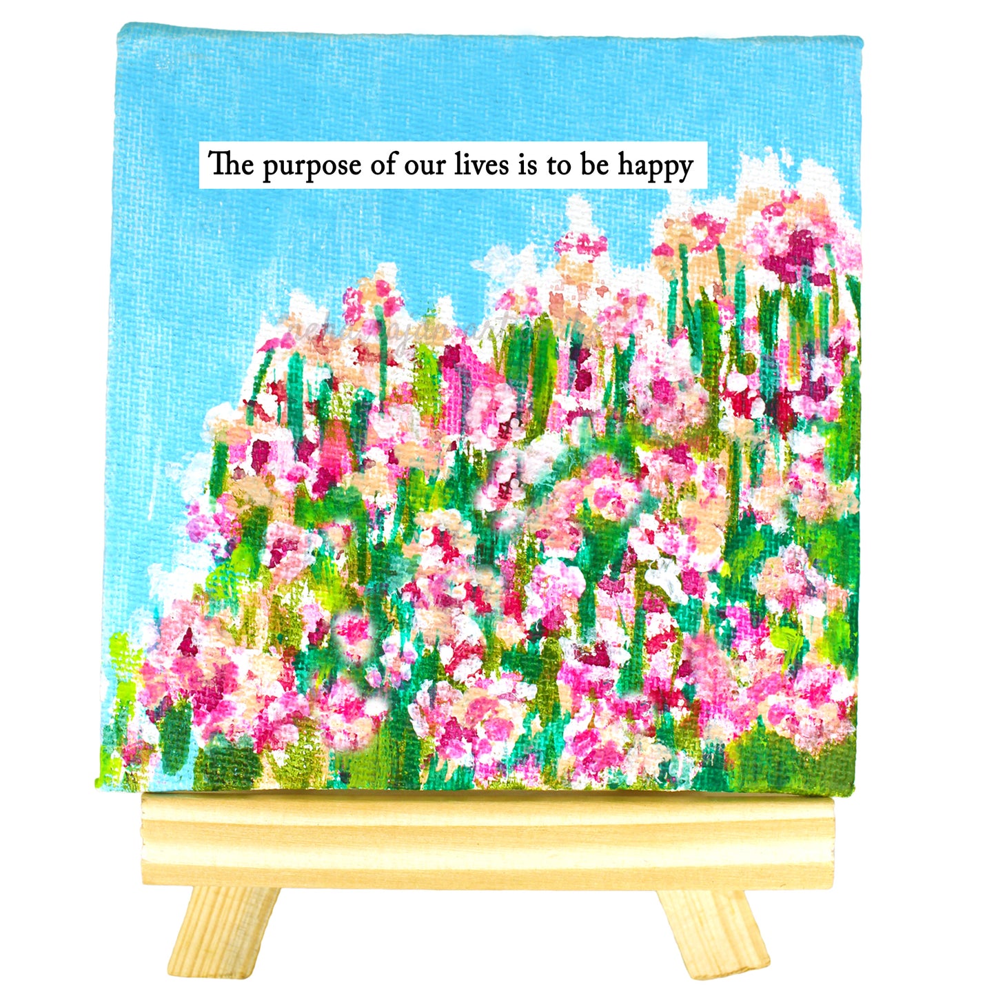 Neha Rajan Artworks Original Handmade Floral Sky Painting Hand Painted On Canvas Frame With Easel 4*4