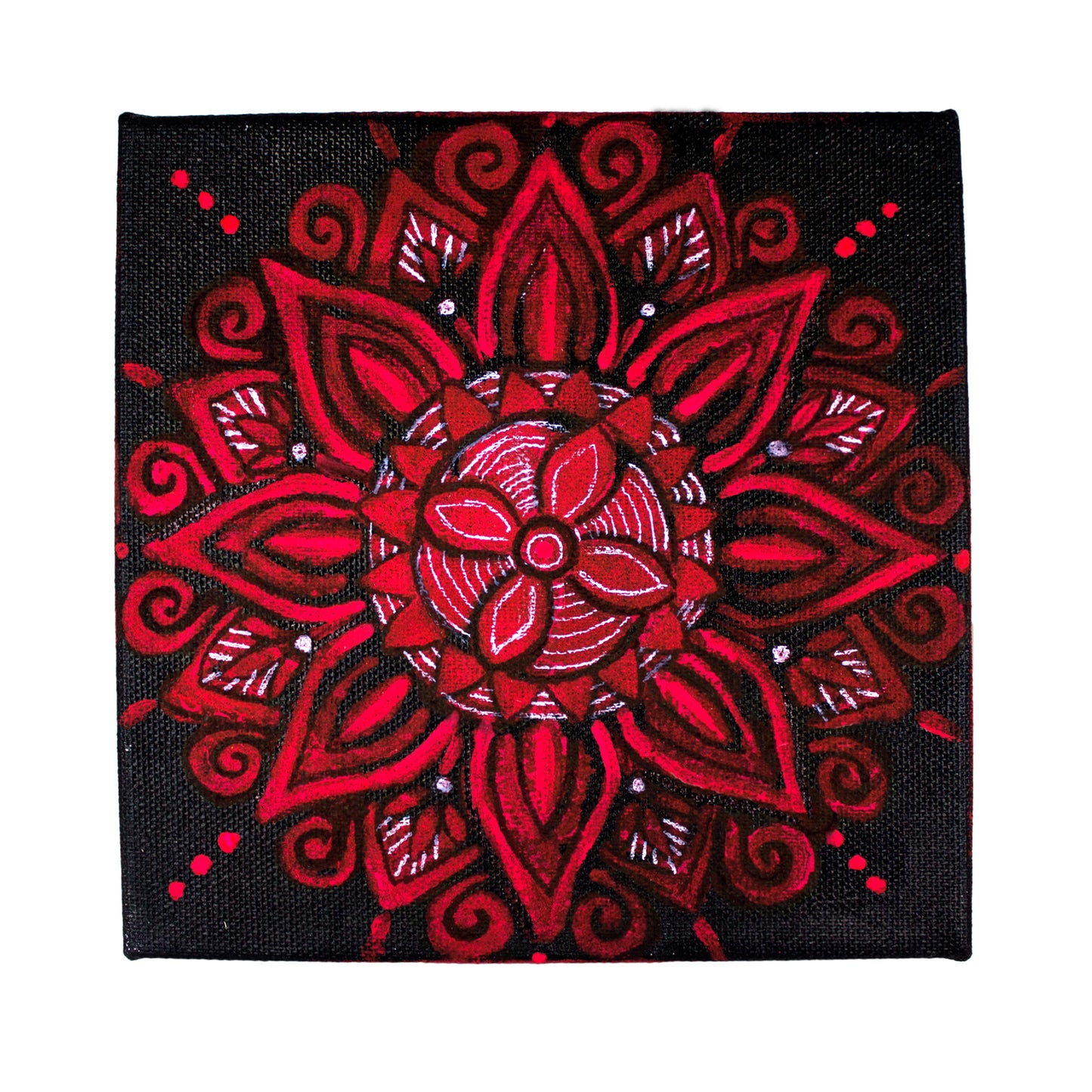 Neha Rajan Artworks Original Handmade Floral Mandala Painting Hand Painted On Canvas Frame 6*6