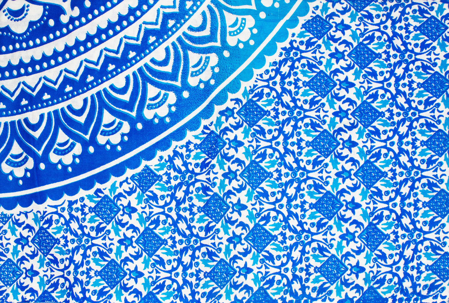 Organic Vibes Blue Mandala Cotton Tapestry Double Bedsheet