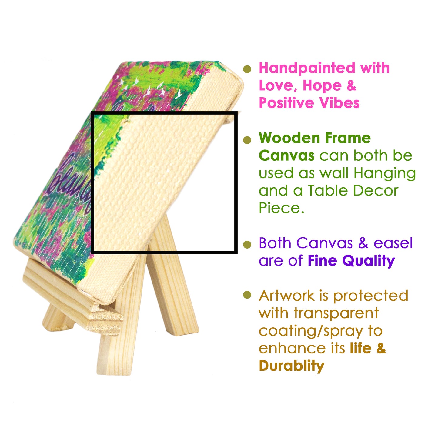 Neha Rajan Artworks Original Handmade Motivational Quotes Painting Hand Painted On Canvas Frame With Easel 4X4