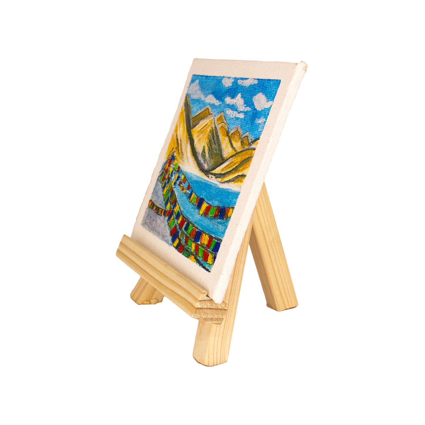 Neha Rajan Artworks Original Handmade Travel Ladakh Painting Hand Painted On Canvas Frame 4X4 With Easel