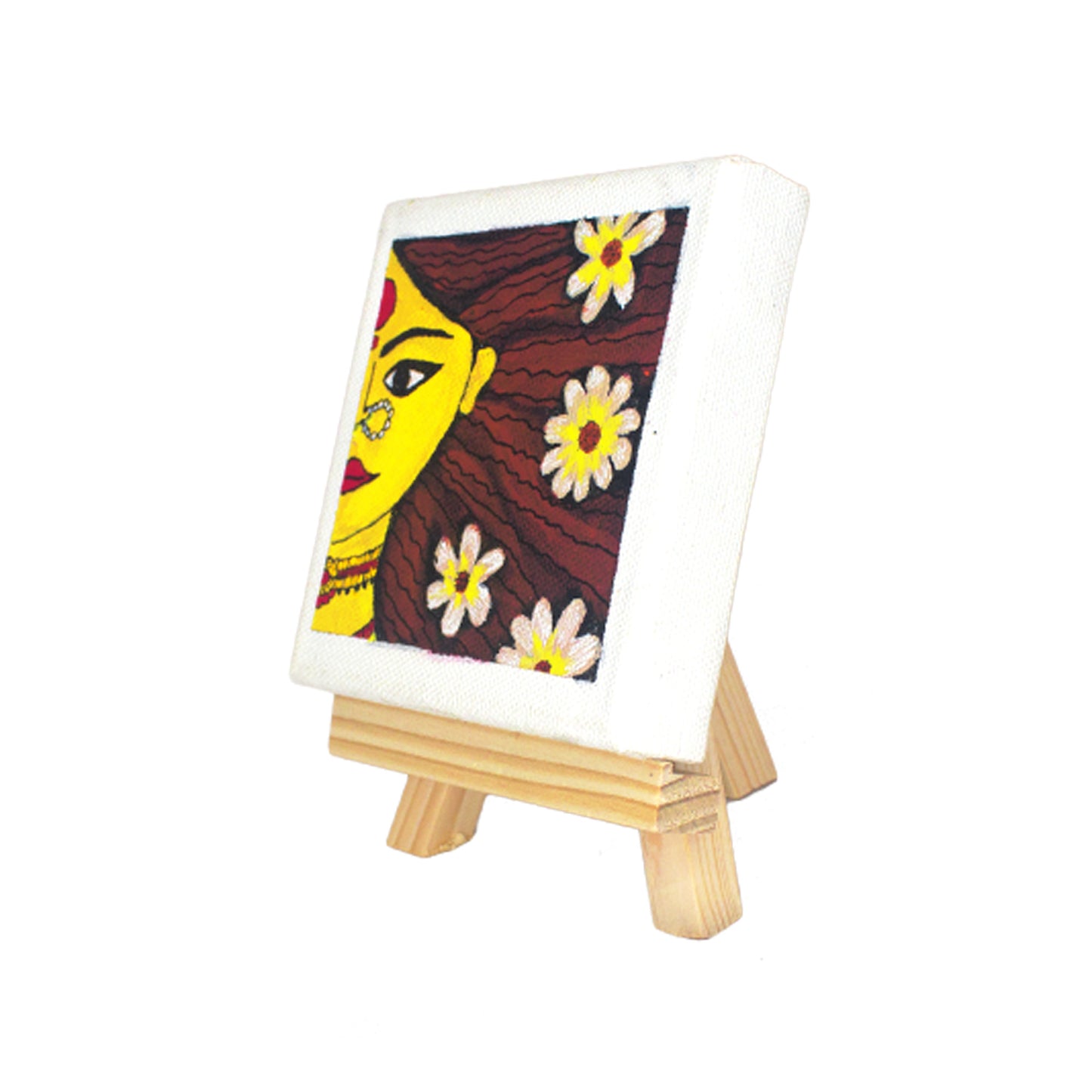 Neha Rajan Artworks Original Handmade Goddess Durga Painting Hand Painted On Canvas Frame 4X4