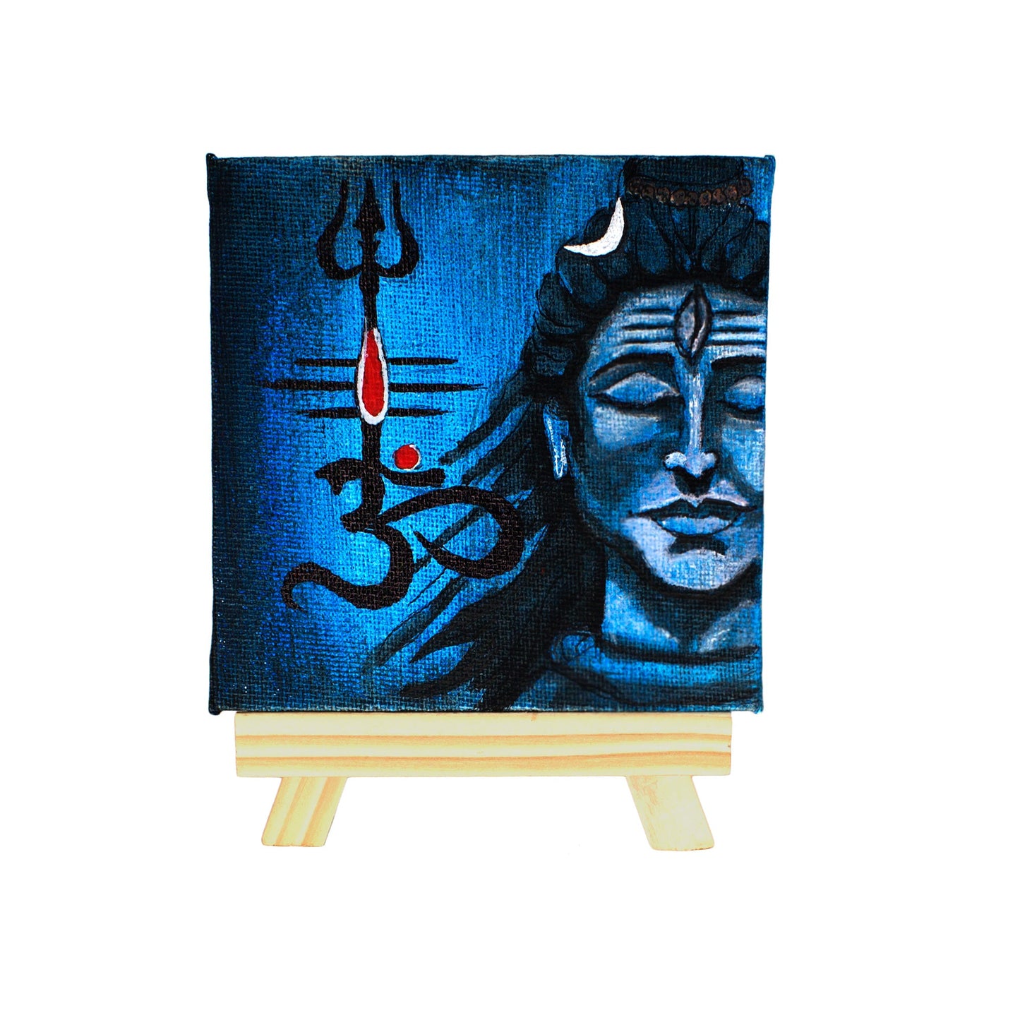 Neha Rajan Artworks Original Handmade Shiva Trishakti Painting Hand Painted On Canvas Frame 4X4 With Easel