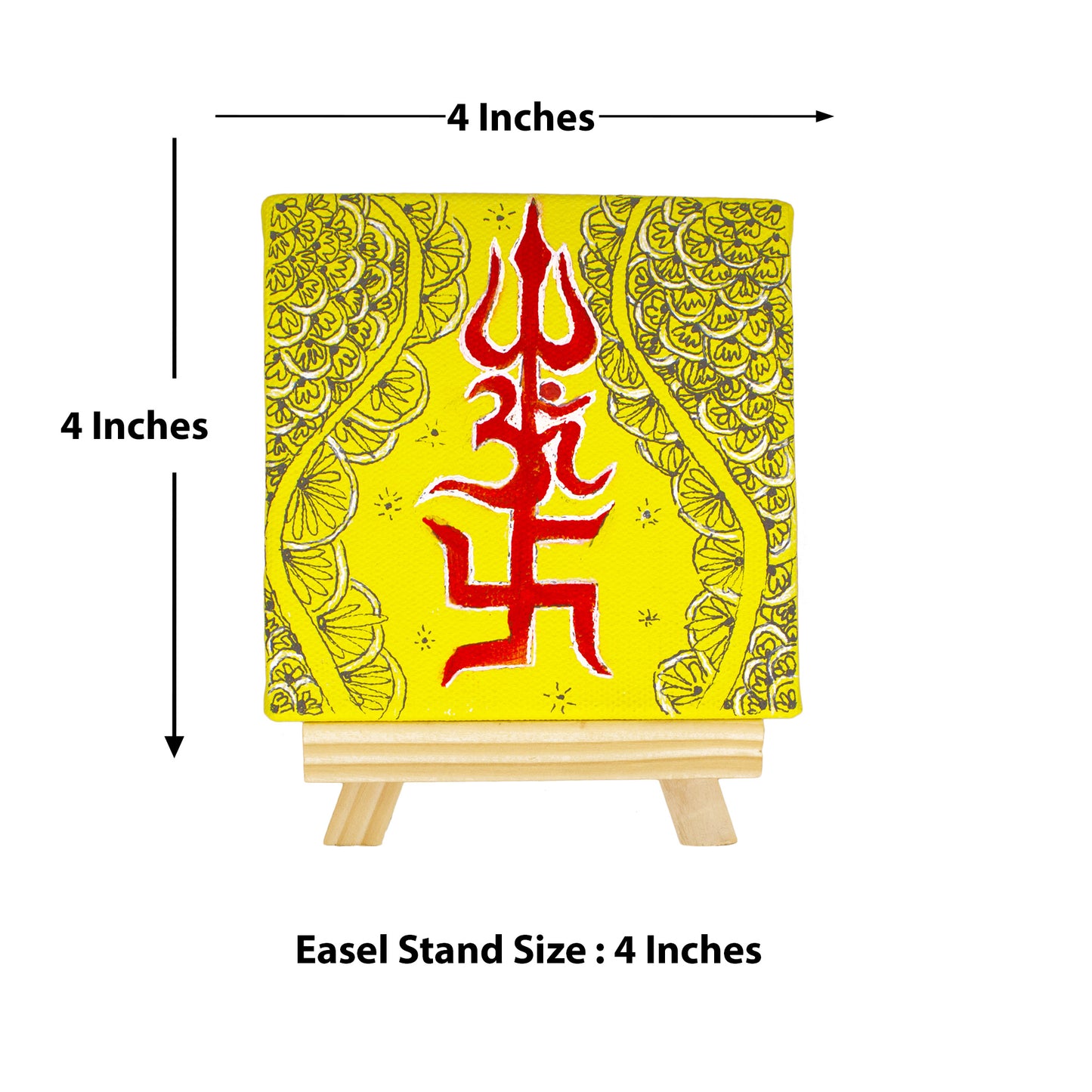 Neha Rajan Artworks Small Handmade Trienergy Trishakti Vastu Painting Hand Painted On Canvas Frame With Easel 4X4