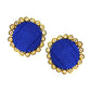 Blue Handcrafted Fabric Stud Earrings with Golden Accents