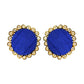 Blue Handcrafted Fabric Stud Earrings with Golden Accents