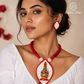 White Handcrafted wooden Sindhora Fabric Pendant Set