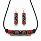 Handcrafted Black Ajrakh Fabric Ghunghroo Choker Necklace Set with Earrings