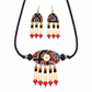 Handcrafted Black Ajrakh Fabric Choker Set with Boho wooden beads