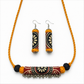 Handcrafted Maroon Ajrakh Fabric Choker Necklace Set with Earrings