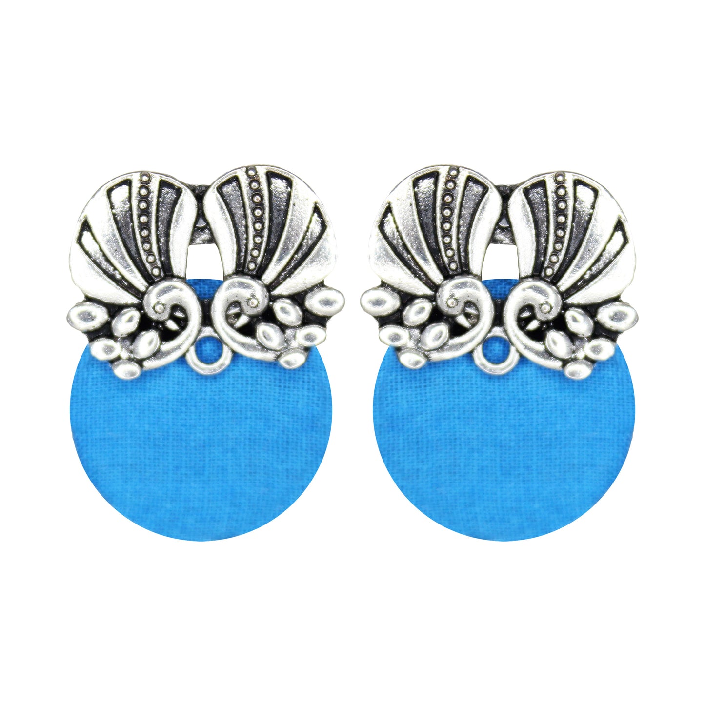 Upcycled Fabric Stud Earrings with Brass Detailing