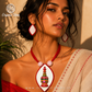 White Handcrafted wooden Sindhora Fabric Pendant Set