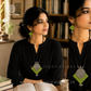 Handmade Green Block Printed Temple Design Fabric Pendant Set For Women